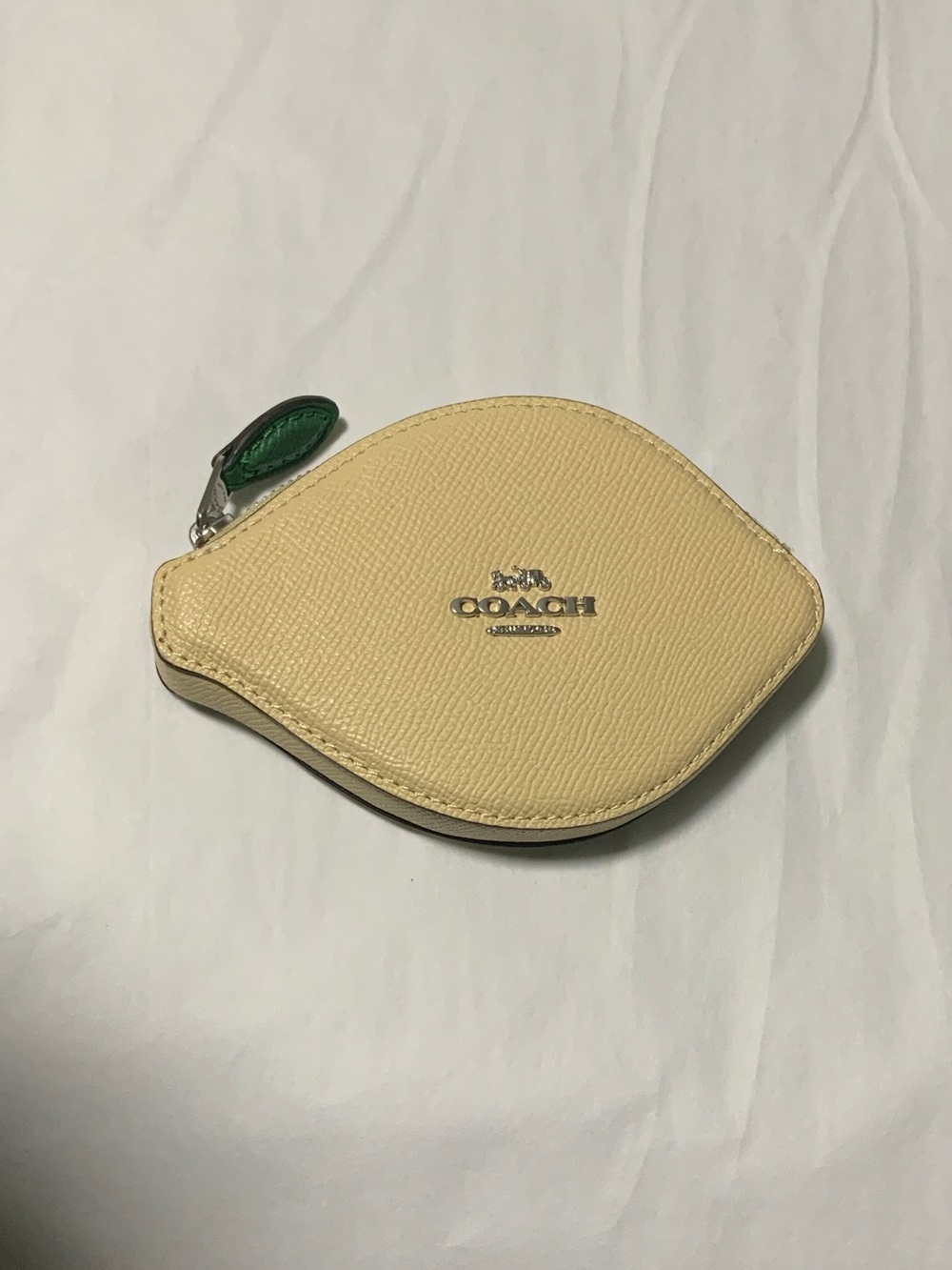Coach Lemon Coin Pouch with Green Zip Pull